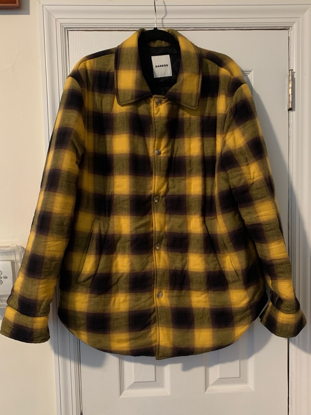 Sandro Yellow Plaid Cotton Jacket Size XL